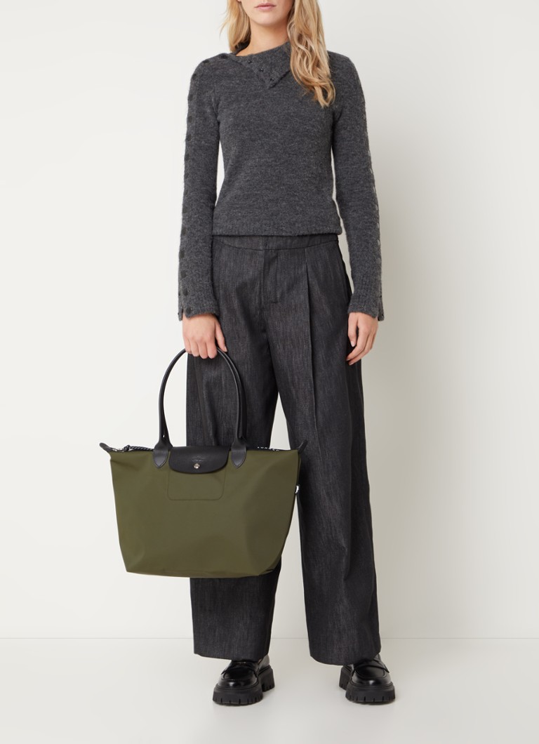 Geantă tote Longchamp Le Pliage Energy, mărimea L, cu detalii din piele.