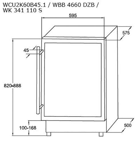 Amica Weinkühlschrank WK 341 110-1 S / WBB 4661 ADB,für 45 Standardflaschen á 0,75l, Standkühlschrank