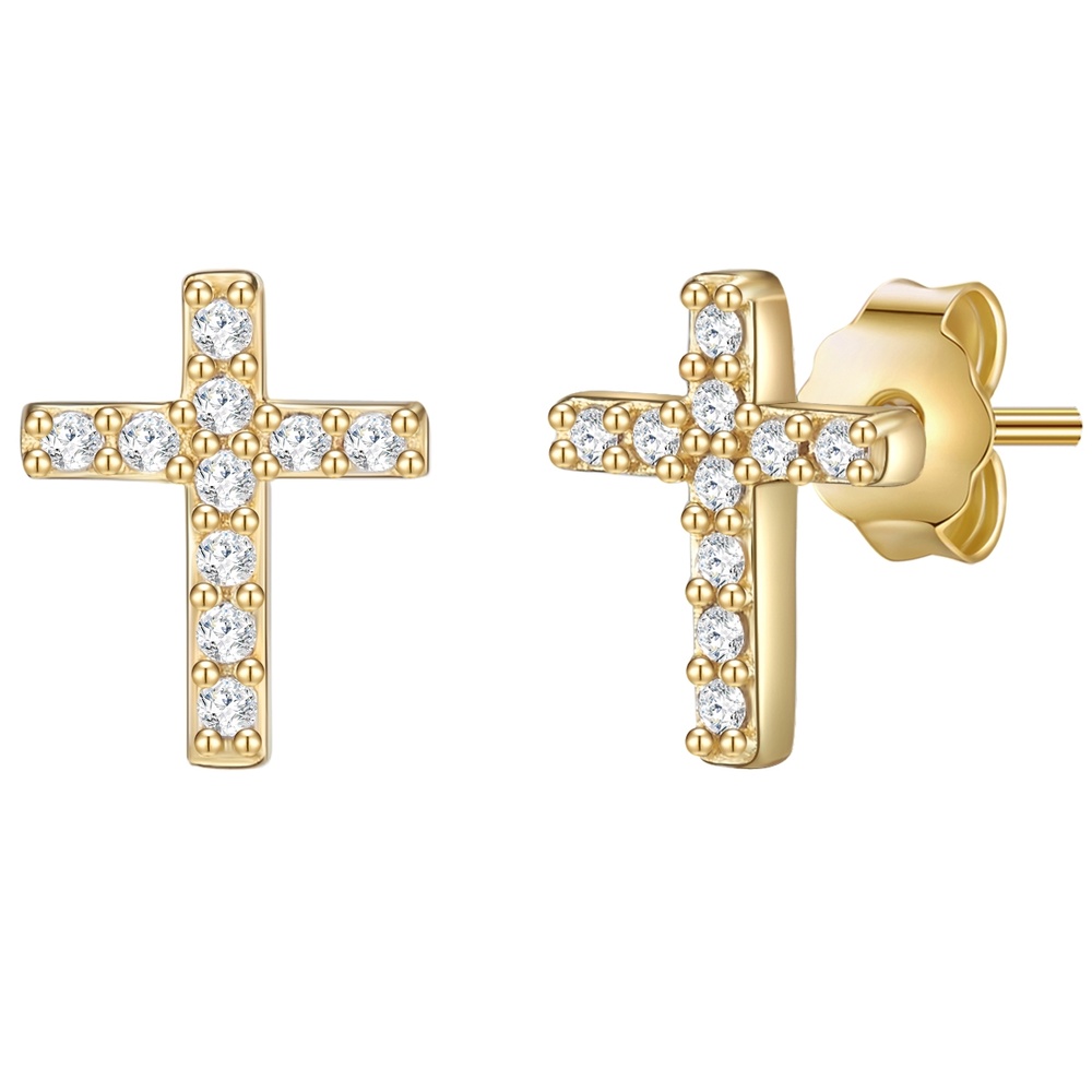 Glanzstücke München Puces d'oreilles en argent Croix Argent sterling Topaze en Or jaune Boucles d'oreilles