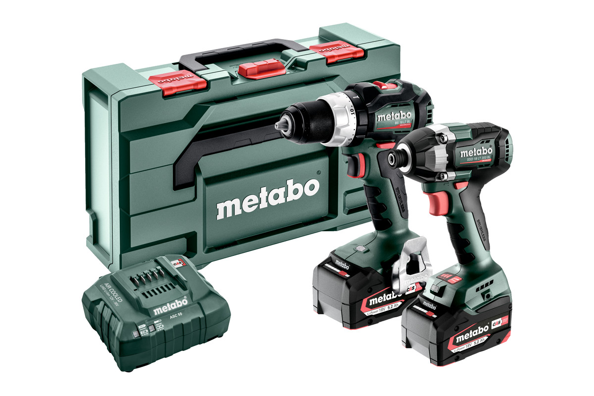 Metabo 685196000 Set combinat 2.8.4 18V 5.2Ah Li-Ion - Mașină de găurit fără fir BS18 LT BL + Șurubelniță cu impact SSD18 LT 200 BL 685196000