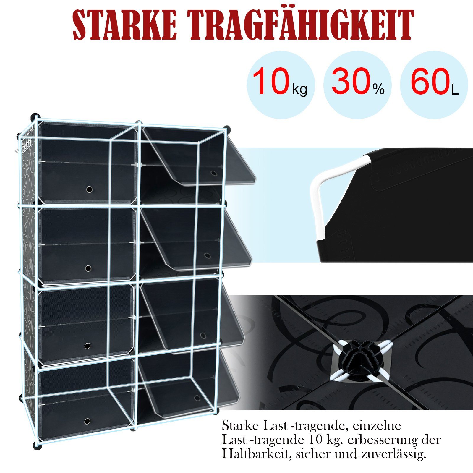 AUFUN Schuhregal stapelbaren Schuhboxen Schuhschrank, für Schuhablage
