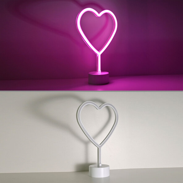LED-Neon-Tischleuchte Herz, 2er Set