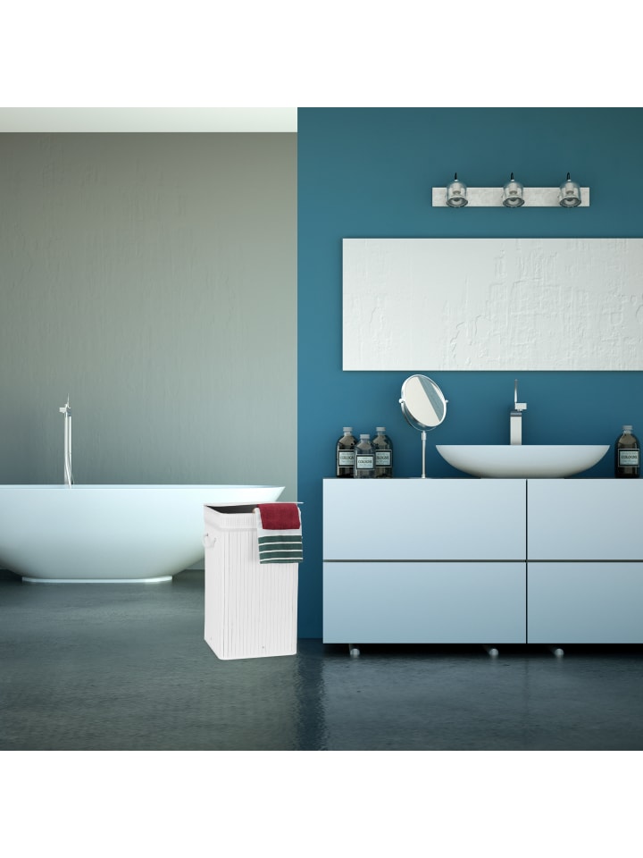 relaxdays Wäschekorb in Weiß - (B)36 x (H)63 x (T)36 cm günstig kaufen onesize