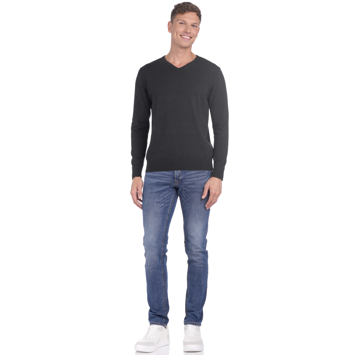 Herren Feinstrickpullover mit V-Ausschnitt