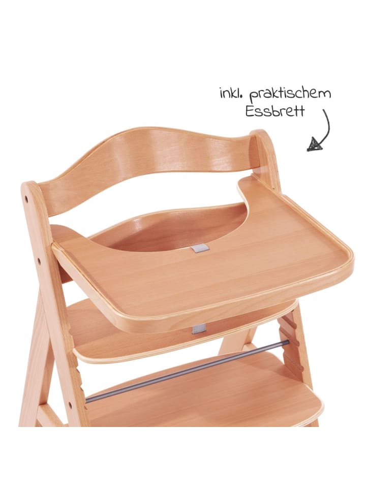 Hauck Hochstuhl Alpha Natur - im Sparset inkl. Holz-Essbrett in beige,braun günstig kaufen onesize