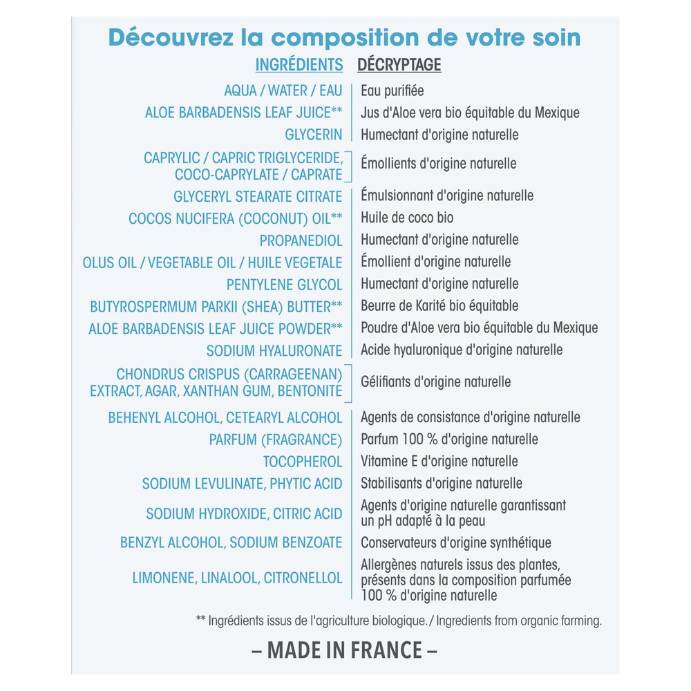 LÉA NATURE SO BiO étic Baume-gel hydratation¹ fraîcheur 24h, peaux normales à sèches, Hydra Aloe Vera Baume gel