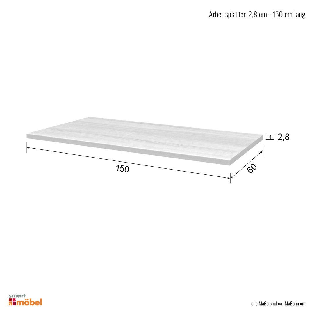 Flex-Well Arbeitsplatte - 150 x 60 x 2,8 cm - Beige melliert – Namu