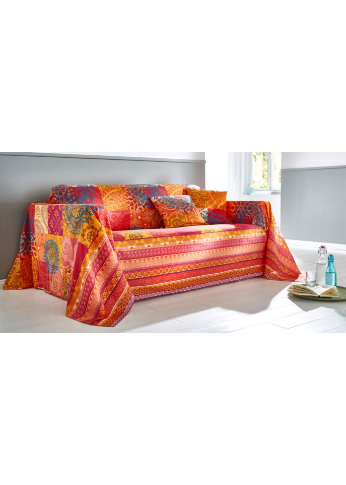 Tagesdecke mit Patchwork Druck