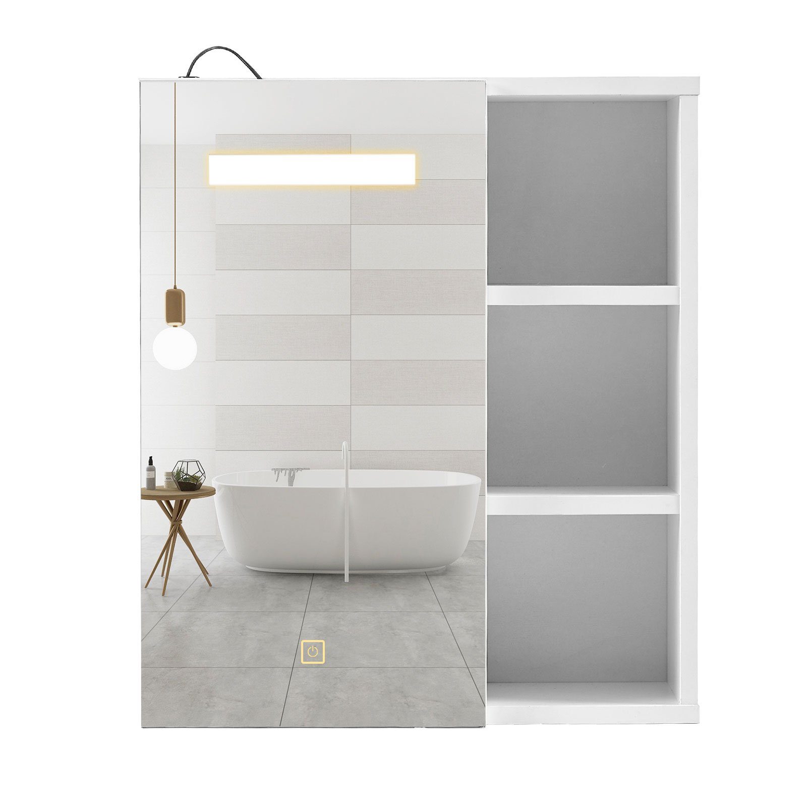 CLIPOP Badezimmerspiegelschrank Wandschrank (1er Set) 45x16.5x52cm Spiegelschrank, LED Spiegelschrank mit Touchschalter