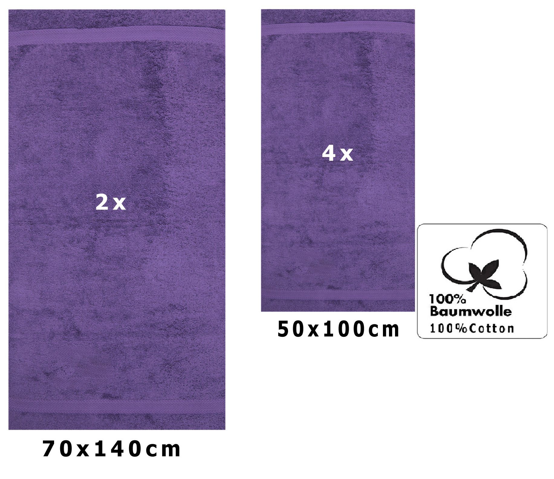 Betz Handtuch Set 6-TLG. Handtuch-Set Premium 100% Baumwolle 2 Stück Duschtücher 70x140 cm 4 Stück Handtücher 50x100 cm, 100% Baumwolle, (6-tlg)