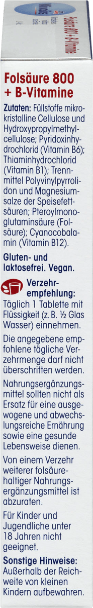 Folsäure 800 + B-Vitamine, Tabletten 60 St., 19 g