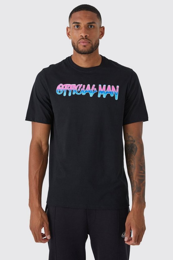Tall Oversize T-Shirt mit Farbverlauf und Official Man Print
