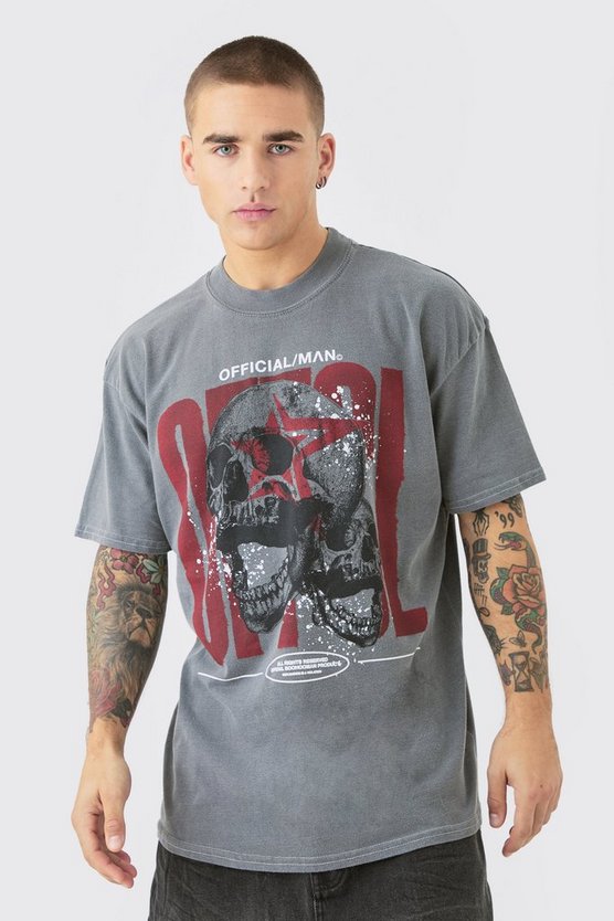 Oversize T-Shirt mit Official Totenkopf-Print