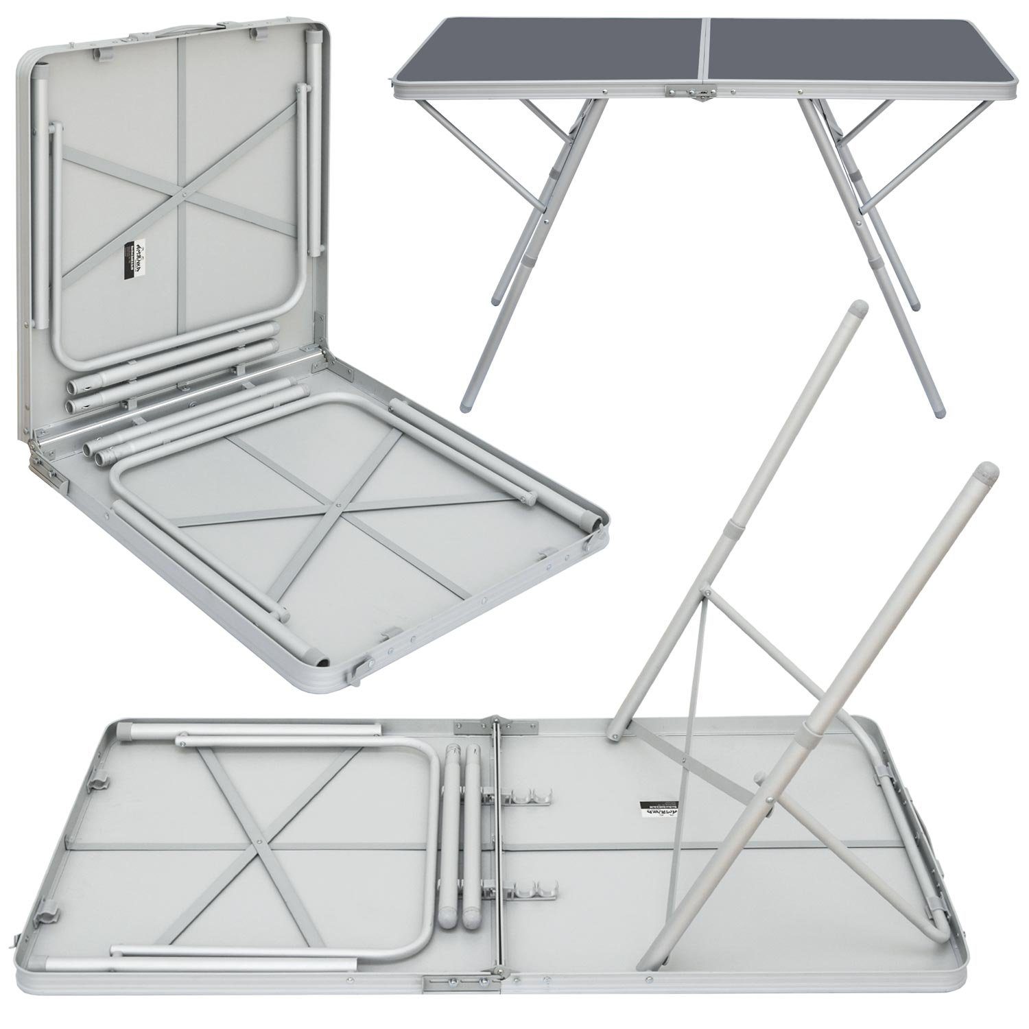 AMANKA Campingtisch Standfester Aluminium Campingtisch Klapptisch, 120x60x70cm Alutisch grau