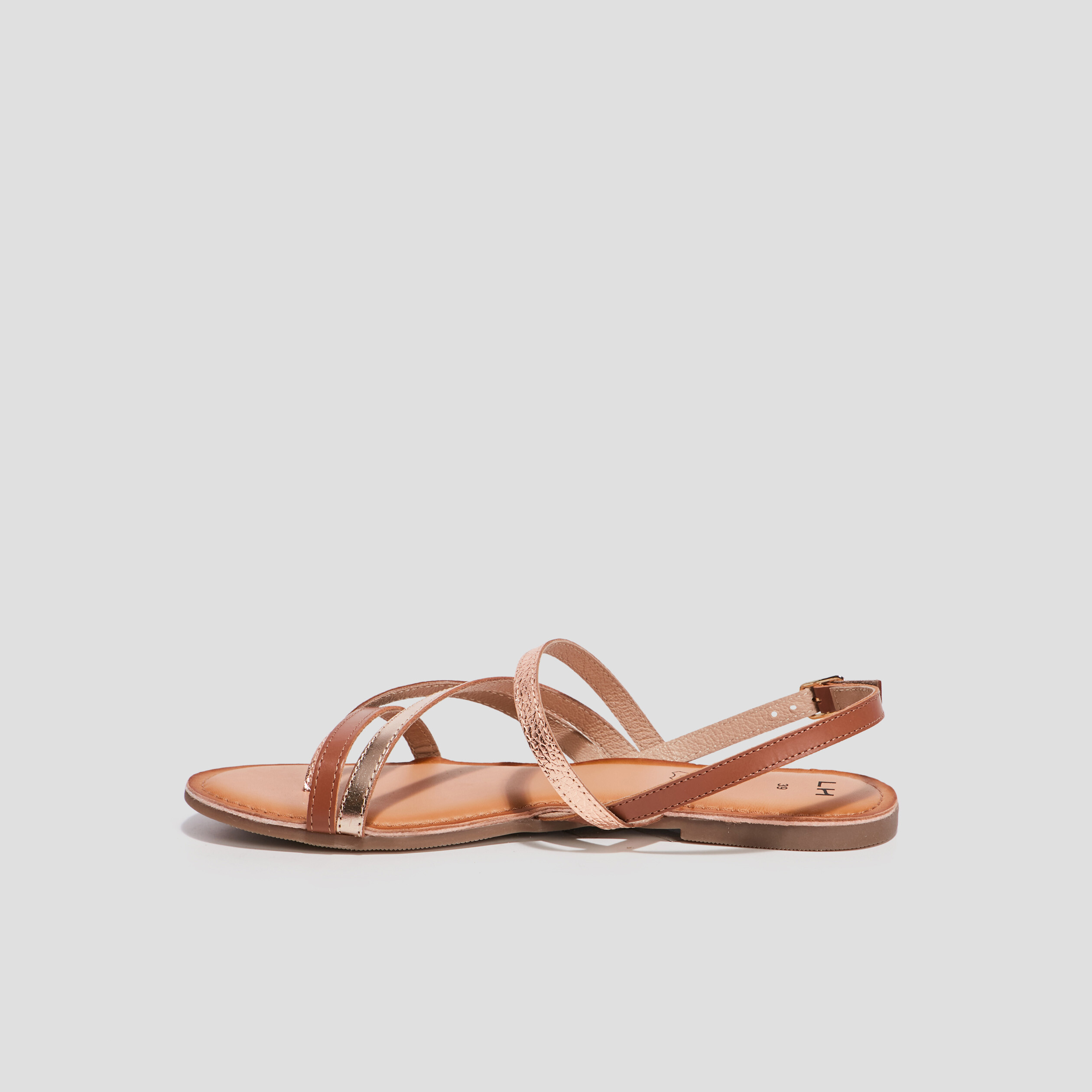 Sandales en cuir marron femme | La Halle