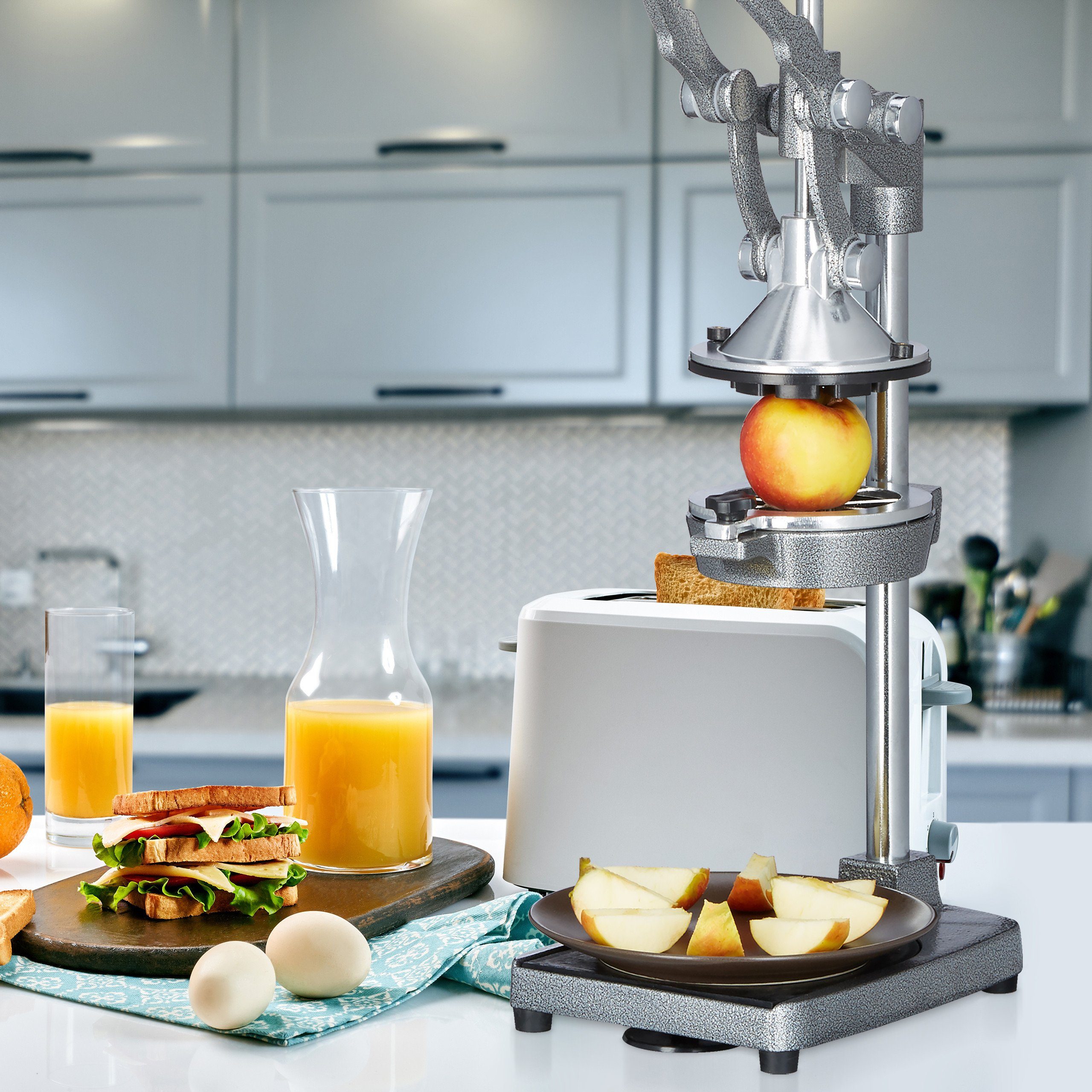 relaxdays 2in1 Zitruspresse Saftpresse manuell mit Schneide-Aufsatz