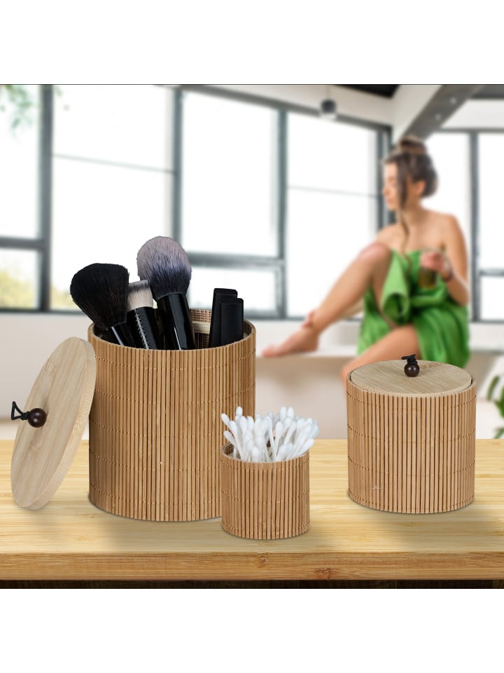 relaxdays 3-tlg. Aufbewahrungsbox in Natur günstig kaufen onesize