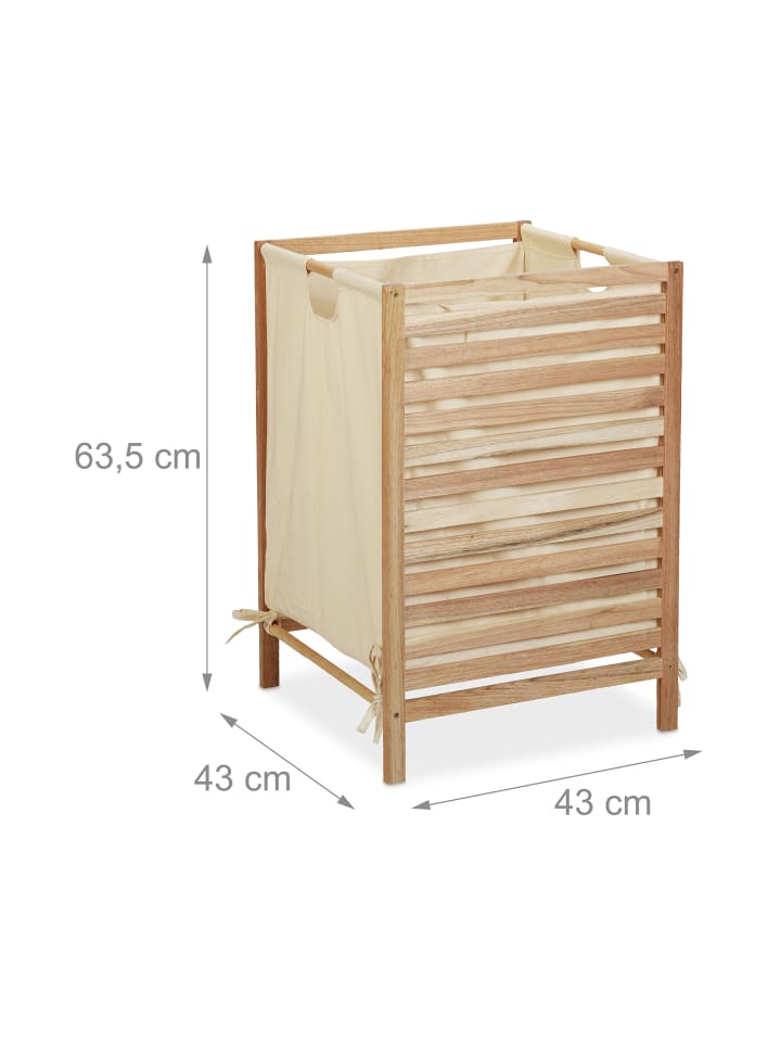 relaxdays Wäschekorb in Natur/ Beige - (B)43 x (H)63,5 x (T)43 cm günstig kaufen onesize