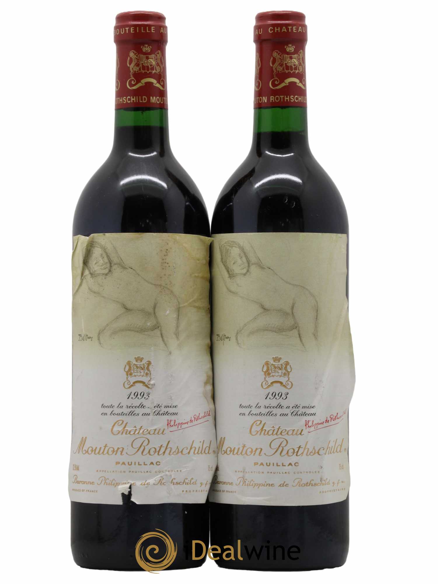 Château Mouton Rothschild 1er Grand Cru Classé  1993 - Lot de 2 Bouteilles