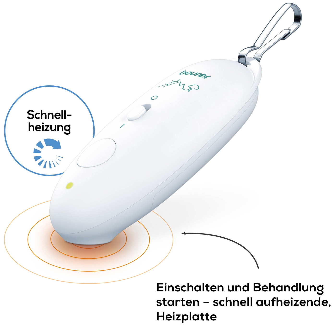 Beurer Insektenstichheiler BR 10-Stichheiler gegen Juckreiz & Schwellungen mit Karabinerhaken