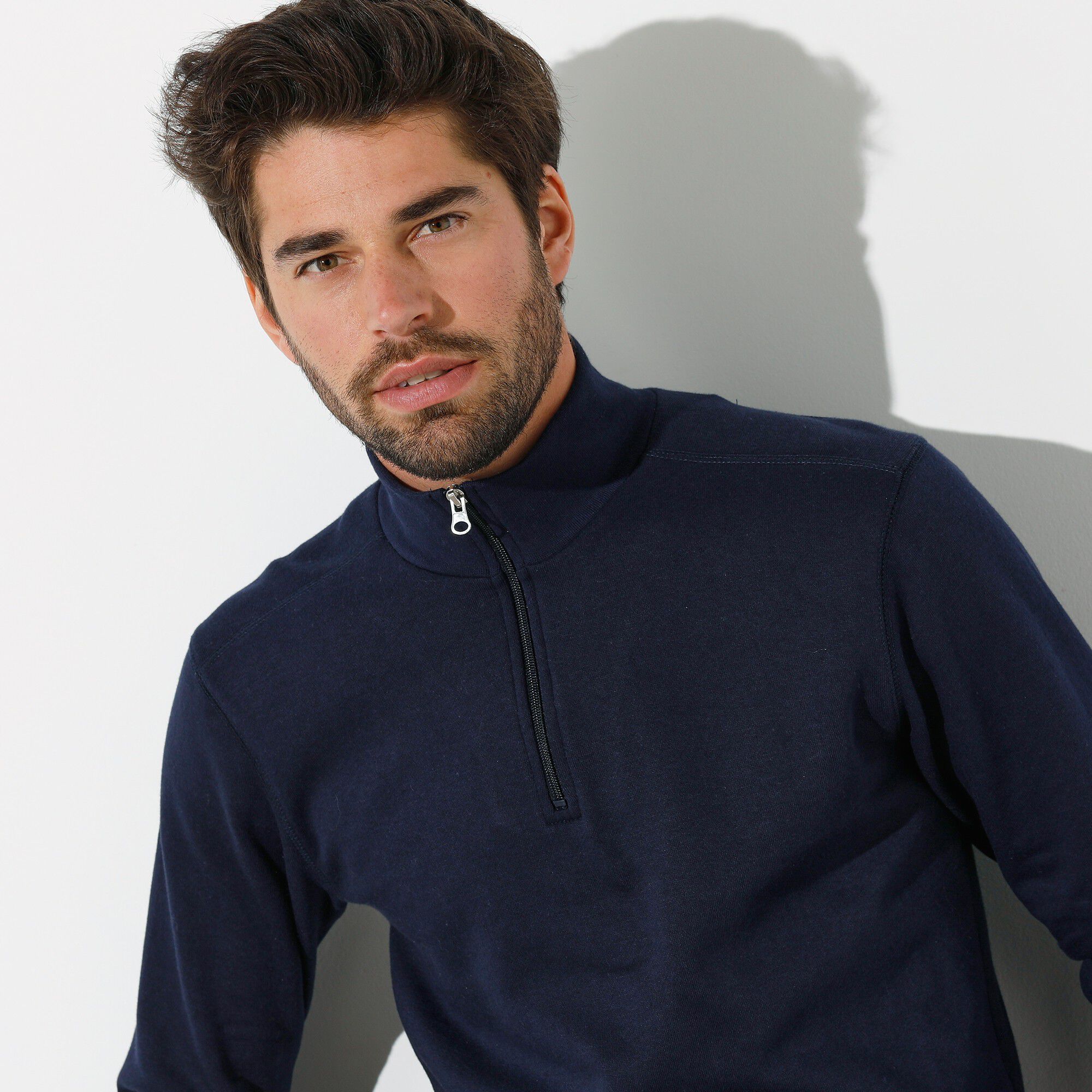 Sweat molleton col camionneur zippé
