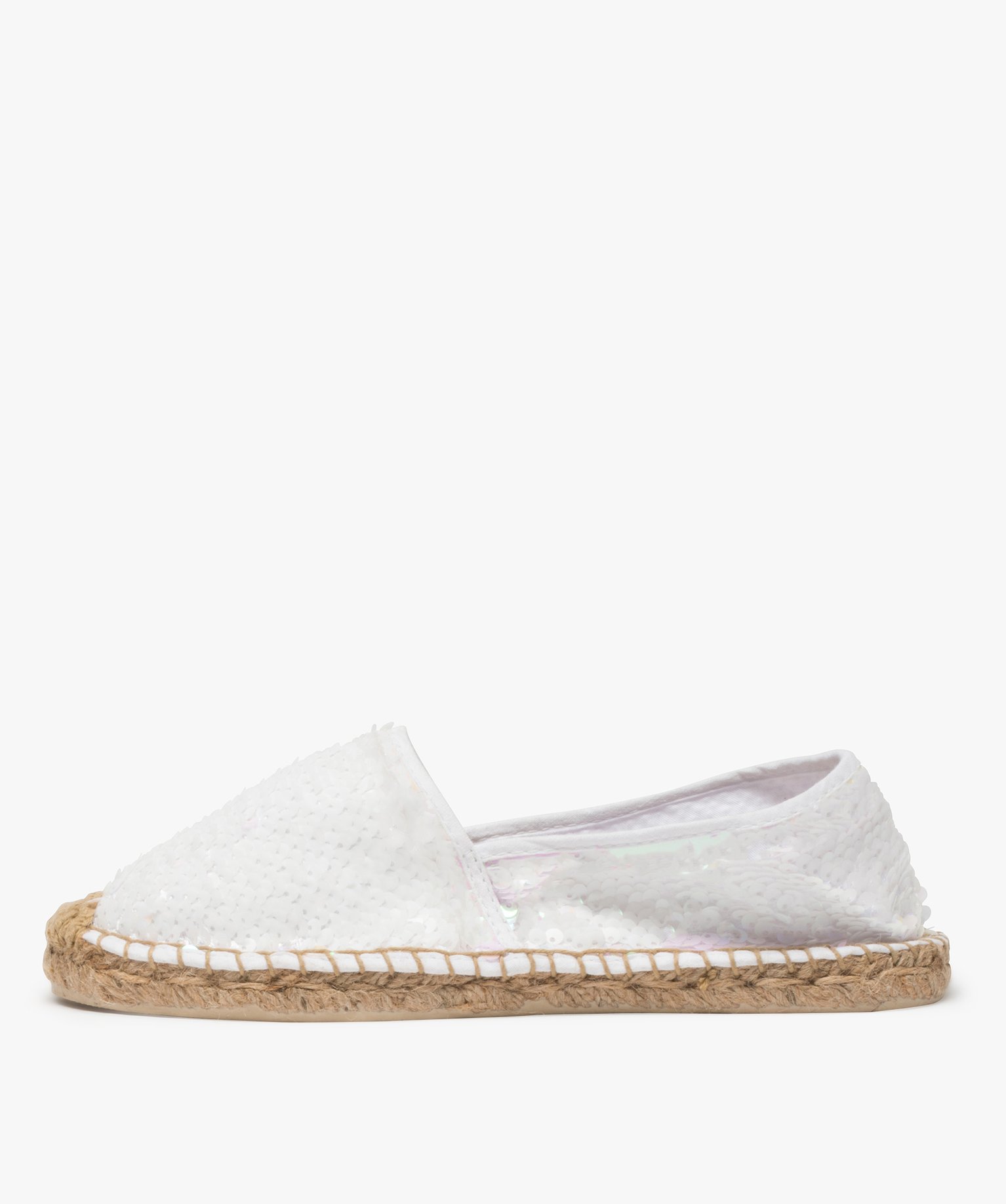 Espadrilles femme à sequins irisés réversibles blanc | GEMO