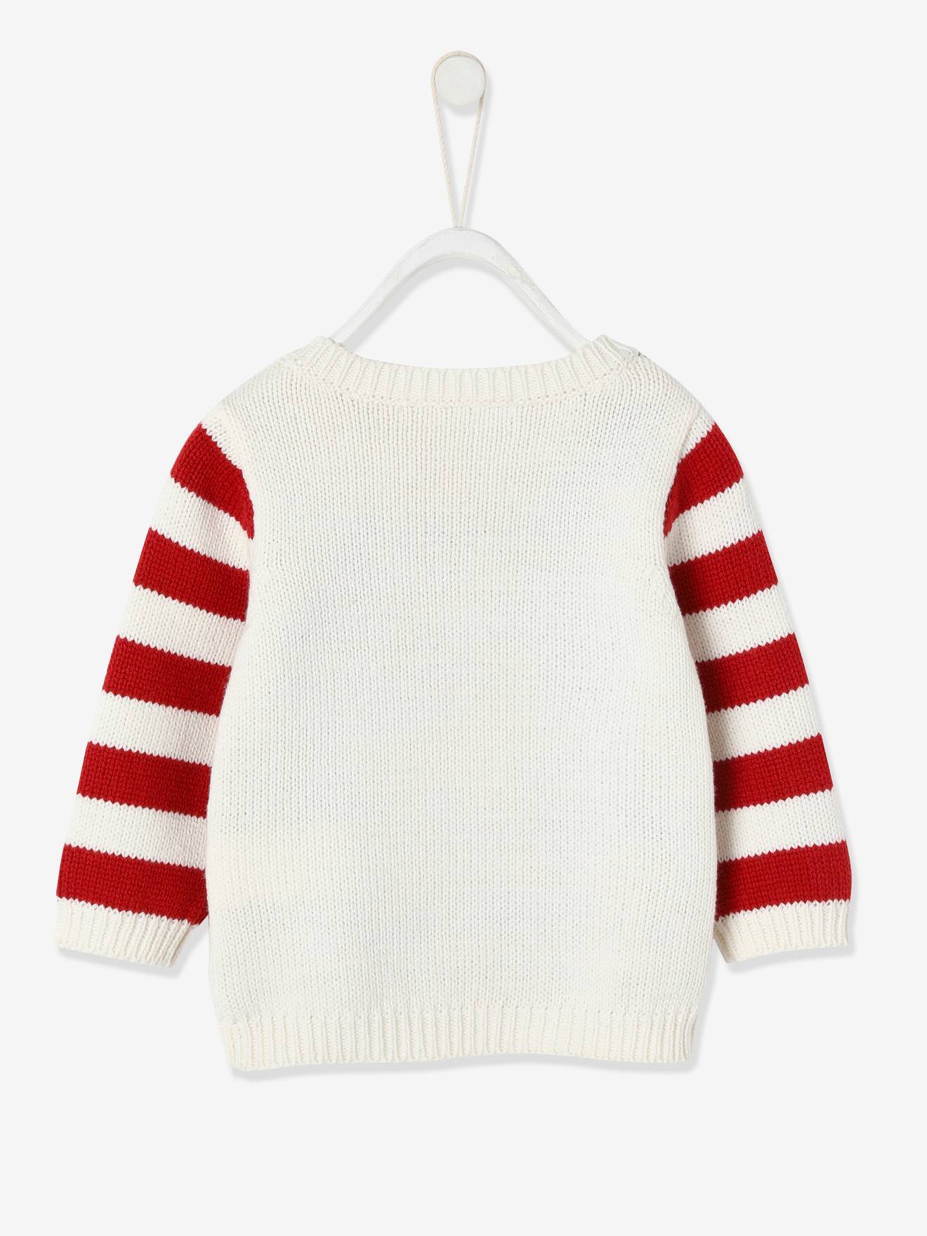 Vertbaudet Baby Weihnachts-Pullover mit Pfefferkuchenmann, Unisex Oeko-Tex - wollweiß