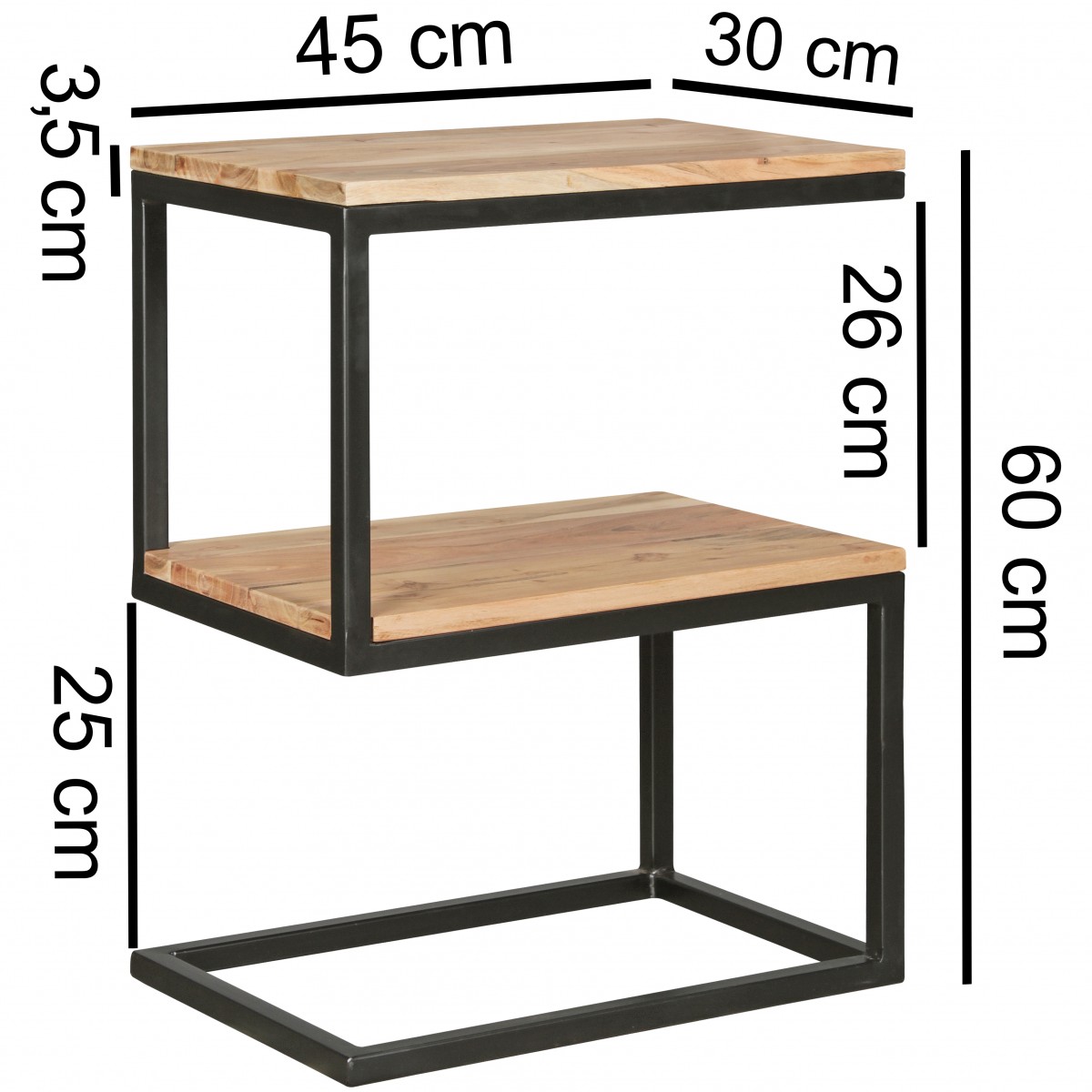 Wohnling Beistelltisch AKOLA S-Form Akazie