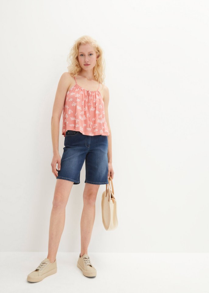 Stretch-Jeans-Bermuda mit Bequembund