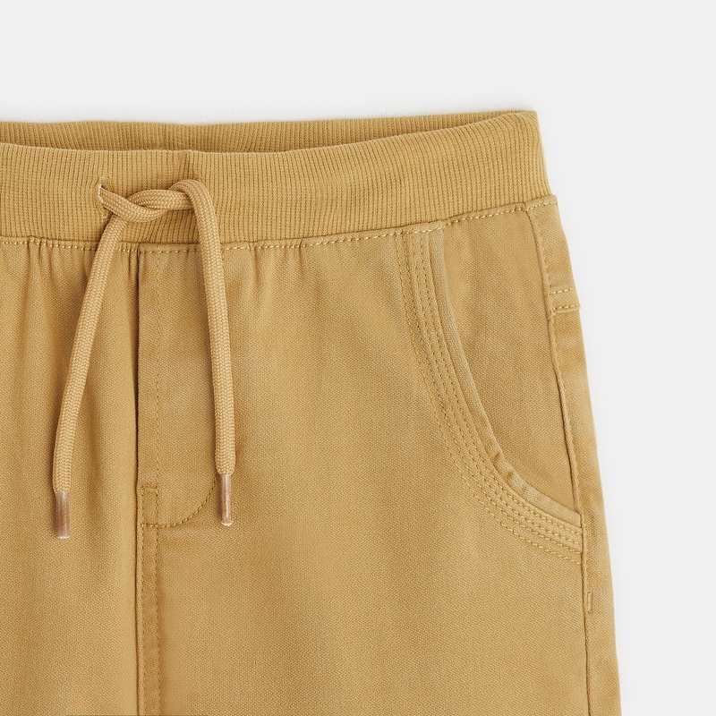 Jogpant uni en toile stretch beige garçon