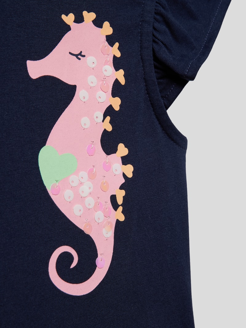 Kleid mit Motiv-Print in marineblau