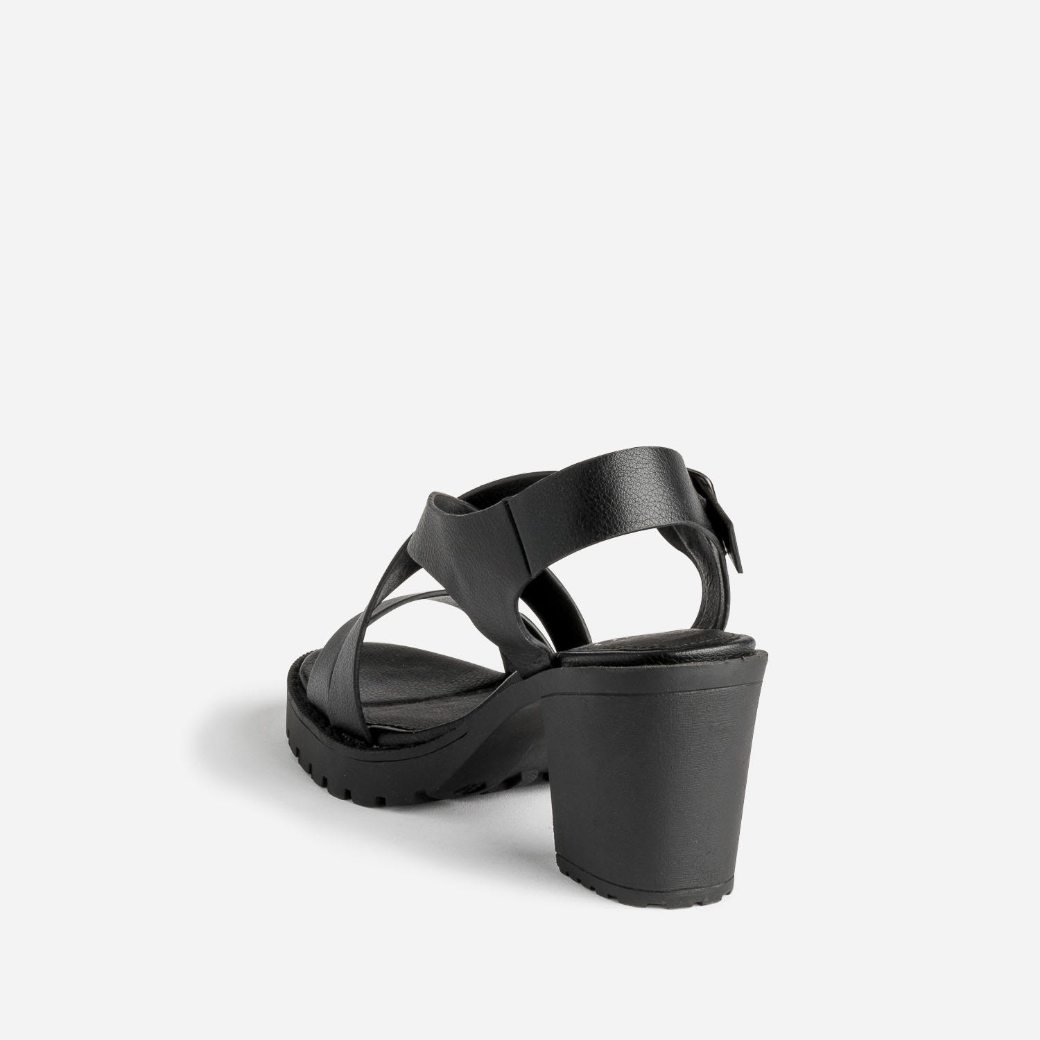 Sandale TEXTO noire en cuir semelle crantée