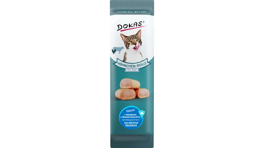 Dokas Katzensnack Hühnchen-Rolle mit Rind 10g 10 g