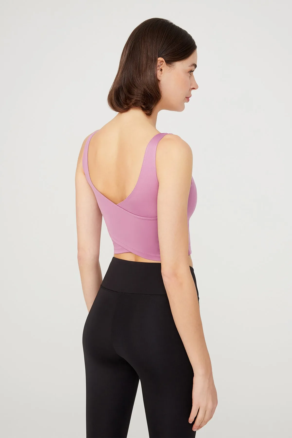 LOS OJOS  Lavendel, leicht unterstützter Rücken, detailliertes, bedecktes Crop-Top, Bustier, kurz geschnitten