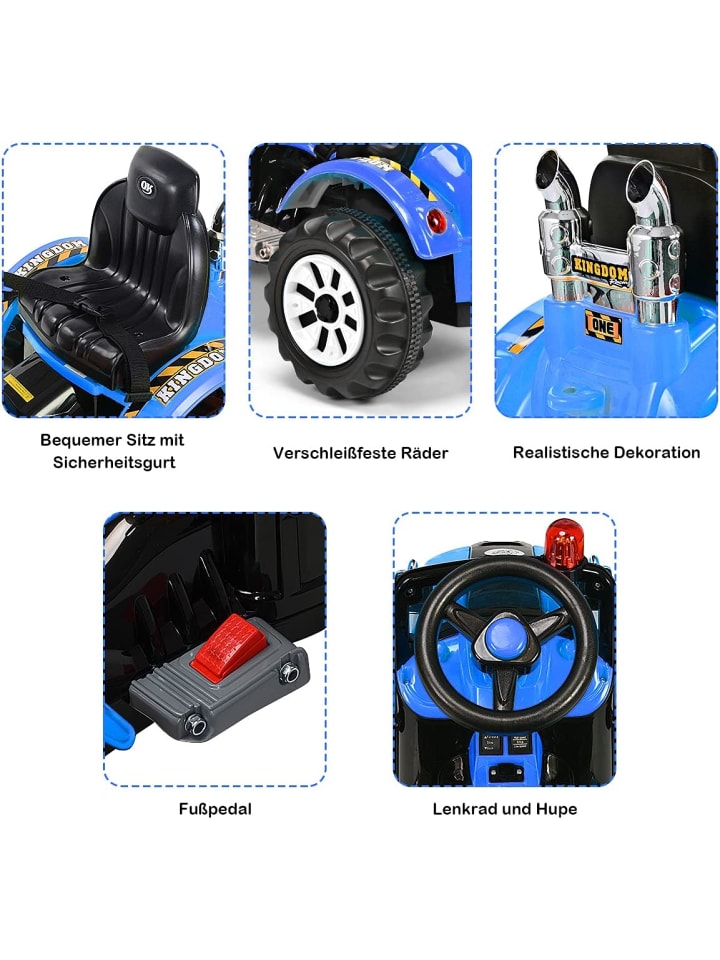 COSTWAY 12V Elektro Sitzbagger in Blau günstig kaufen 150 x 60 cm