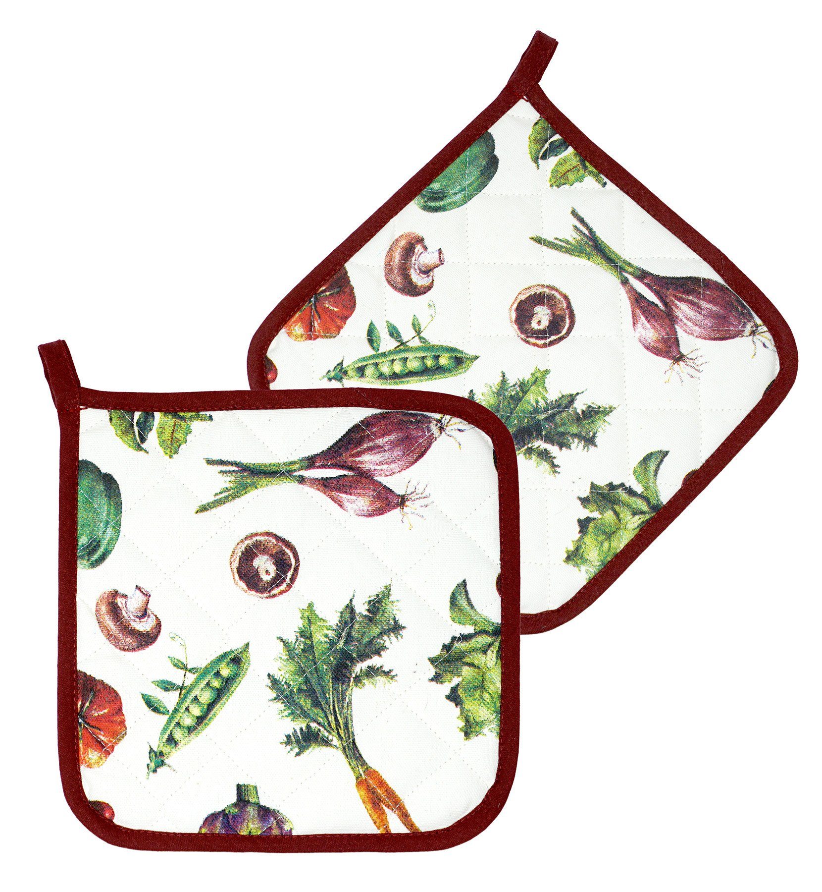 Lashuma Topflappen Gemüse, (Set, 2-tlg), Topfhalter 20x20 cm, Topfuntersetzer Baumwolle