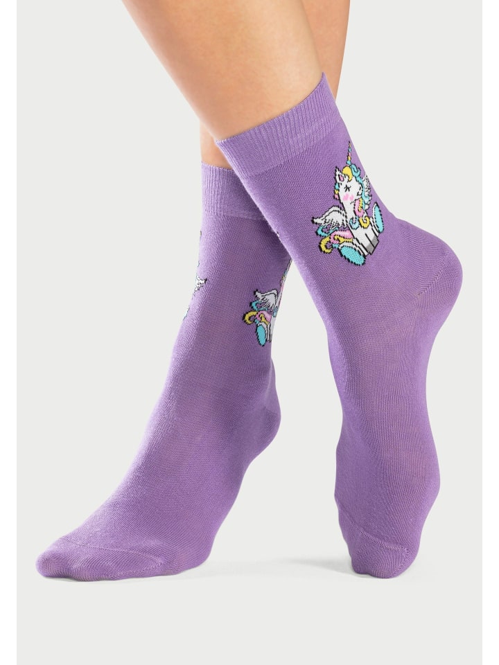 H.I.S Basicsocken in 1x ecru, 1x rosa, 1x lila, 1x hellgrau-meliert günstig kaufen