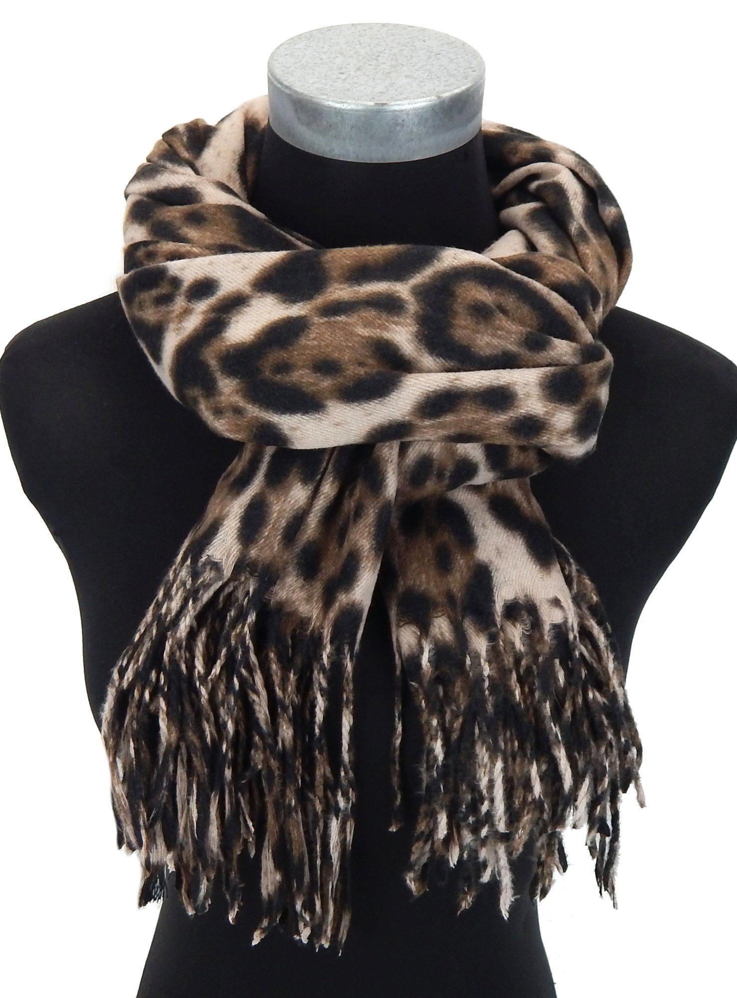 Ella Jonte Modeschal, Leopard beige oder braun Herbst Winterschal animalprint
