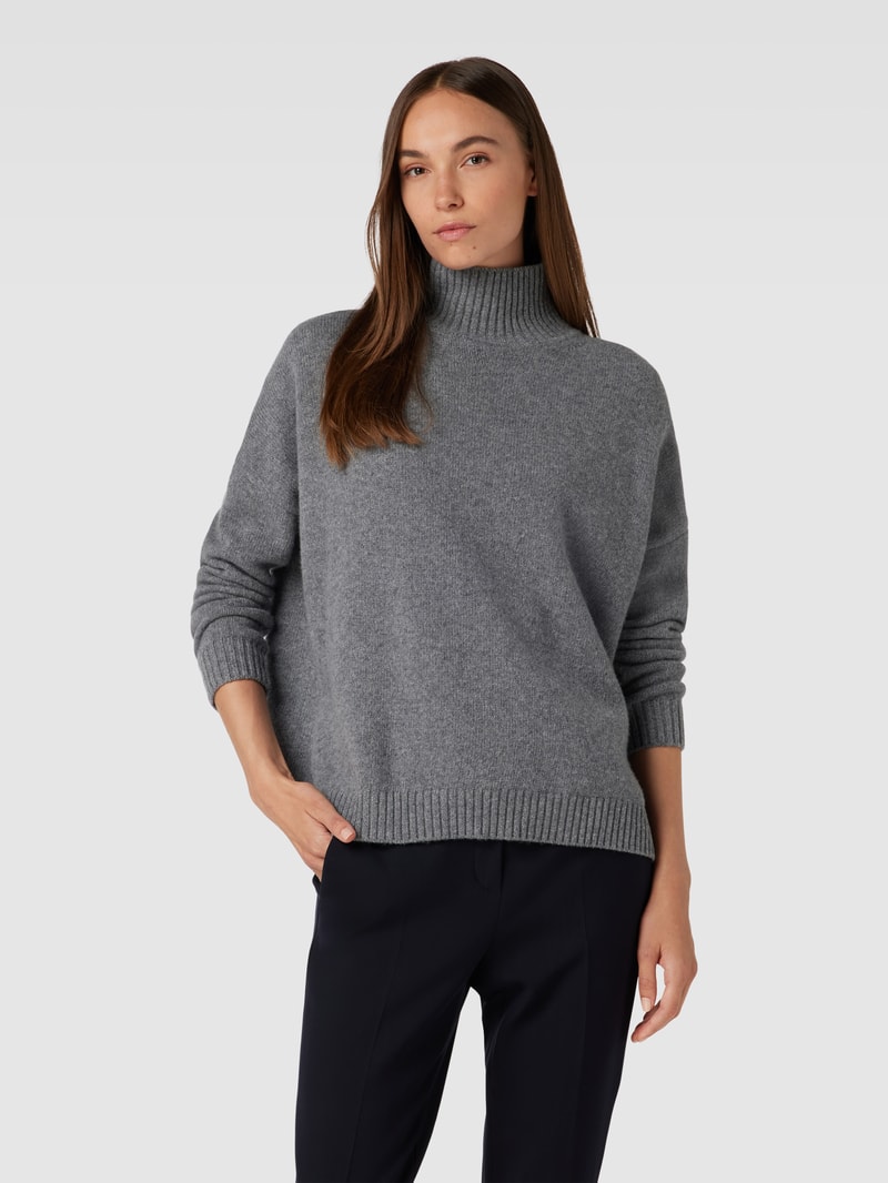 Strickpullover mit Stehkragen Modell 'BENITO' in hellgrau meliert