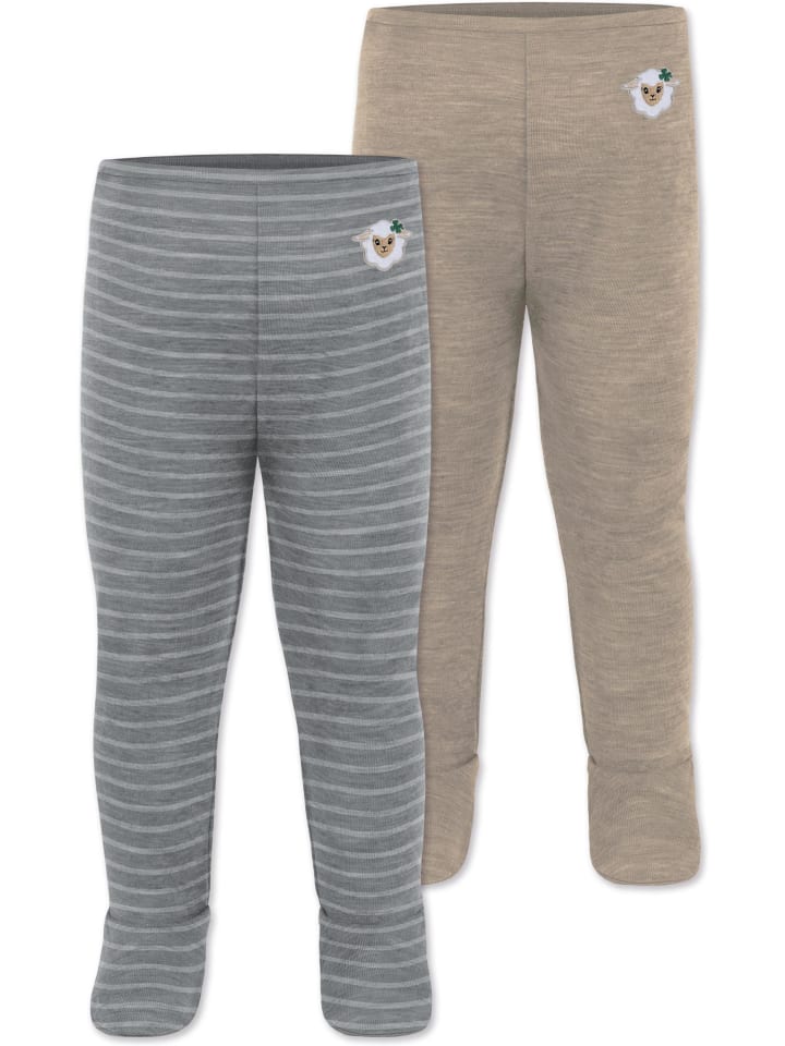 Normani Outdoor Sports 2er Pack Baby Merino Unterhose mit Füßen in Beige/Grau günstig kaufen