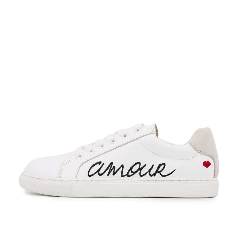 Baskets en cuir Simone amour blanc/noir