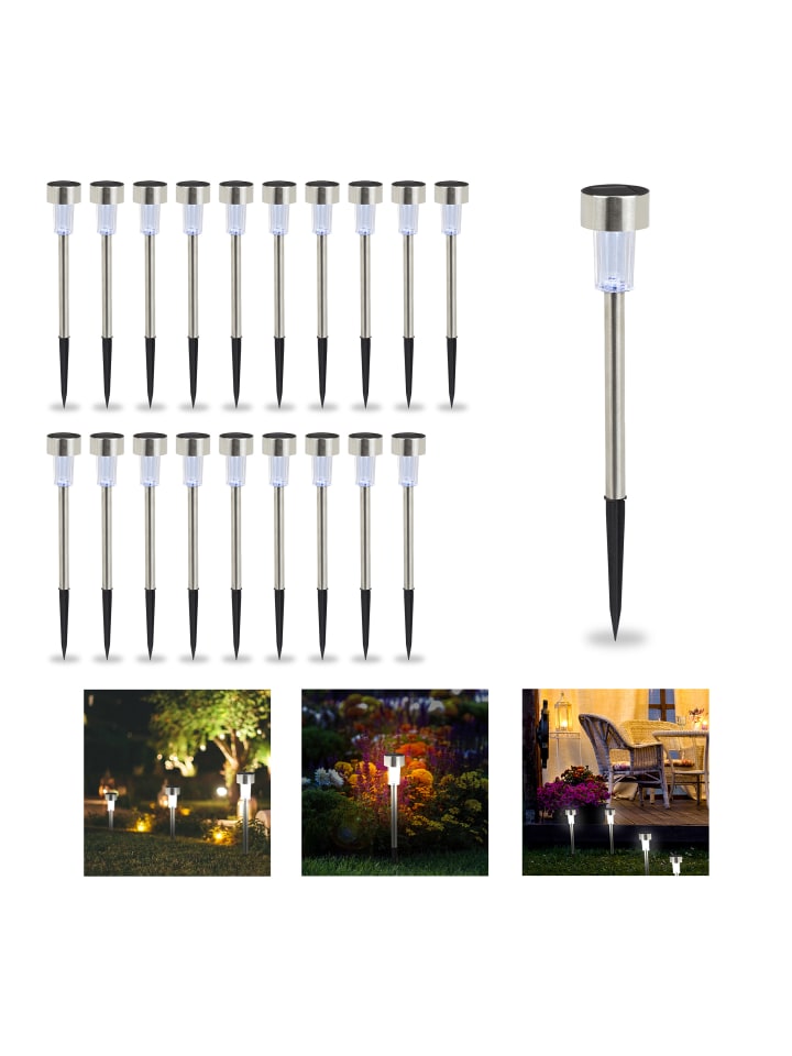relaxdays 20x Solarleuchte in Silber günstig kaufen onesize