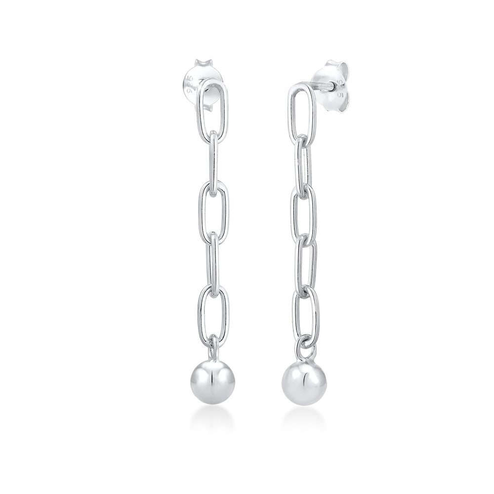 Elli Elli Boucles d'Oreilles Chaîne Sphère Géo Boucles d'Oreille Femme - (925/1000) Ar Boucles d'oreilles