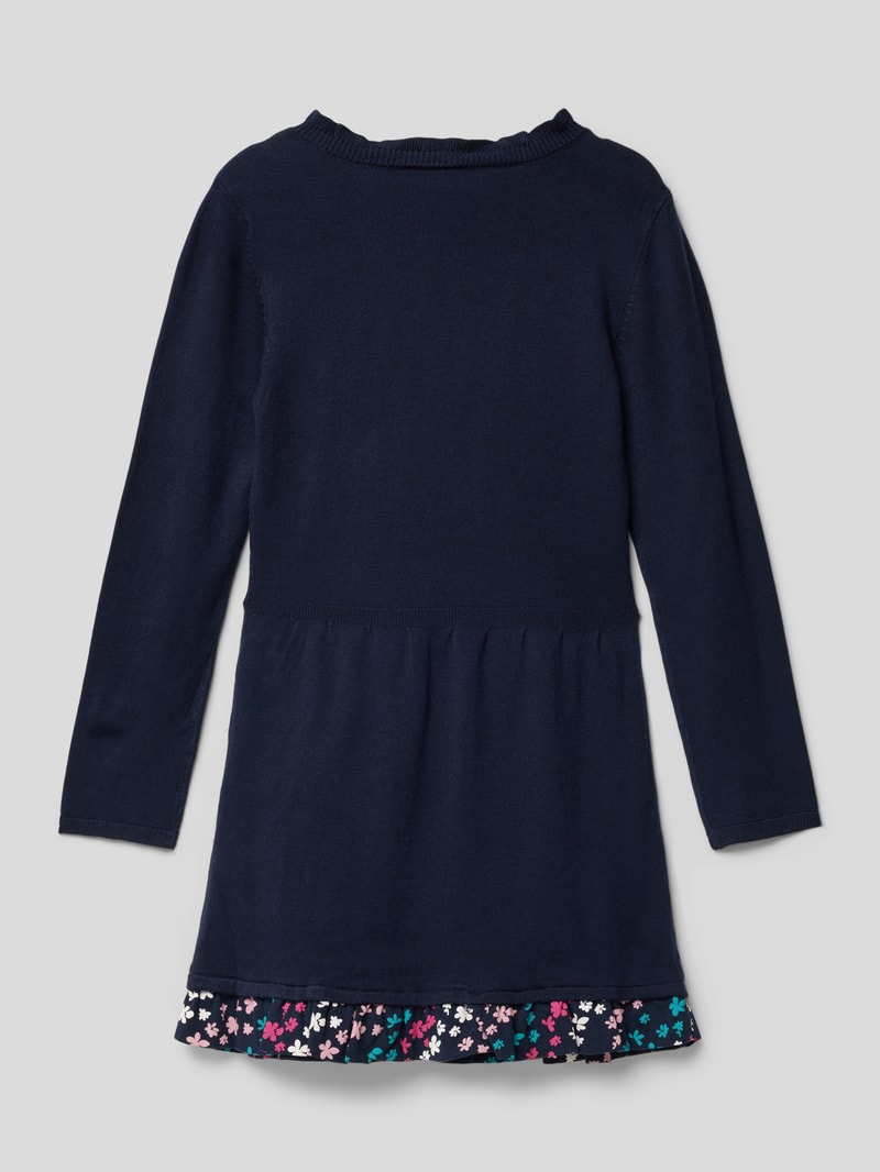 Knielanges Strickkleid aus Viskose-Mix mit Rundhalsausschnitt in marineblau