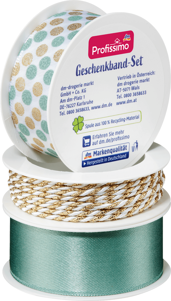 Satinband Salbei/Kordel/Punkte, 11 m