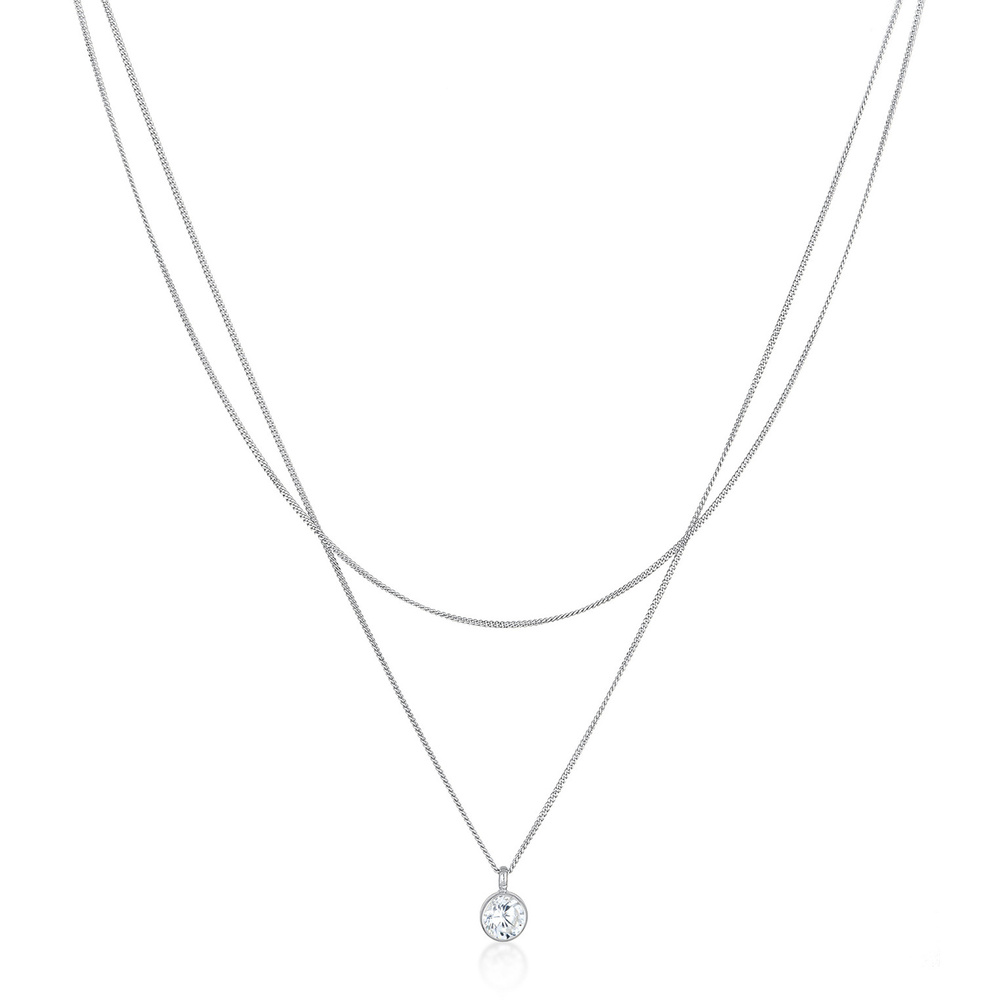 Elli Elli Collier Pendentif solitaire pour femme Layer avec cristal de zirconium en ar collier