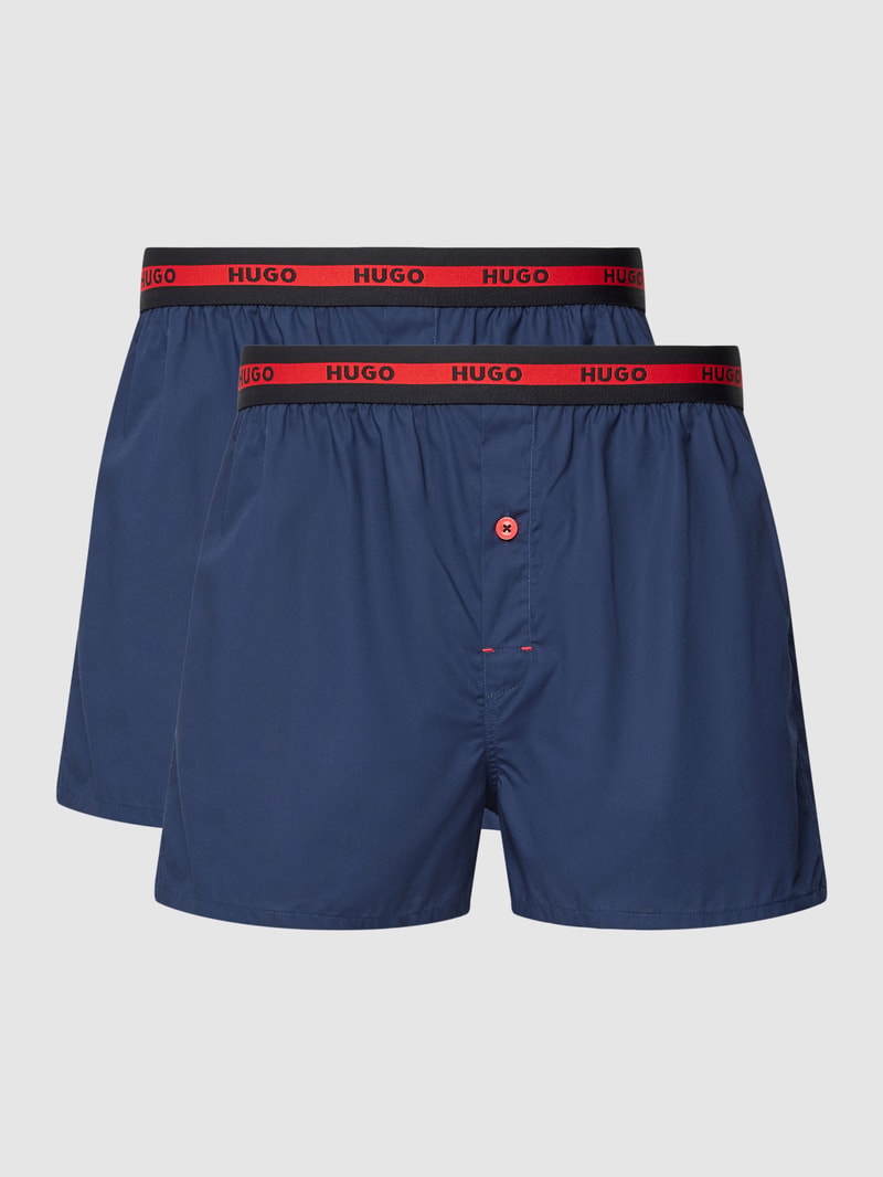 Boxershorts mit Label-Stitching im 2er-Pack in dunkelblau