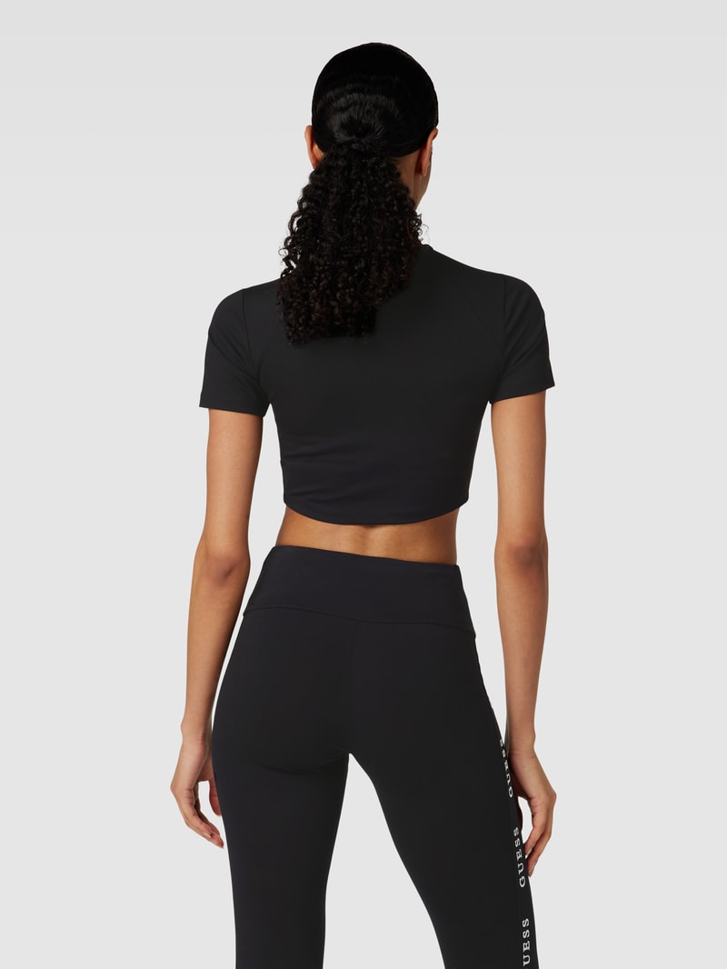 Crop T-Shirt mit Label-Print Modell 'AGGIE' in schwarz