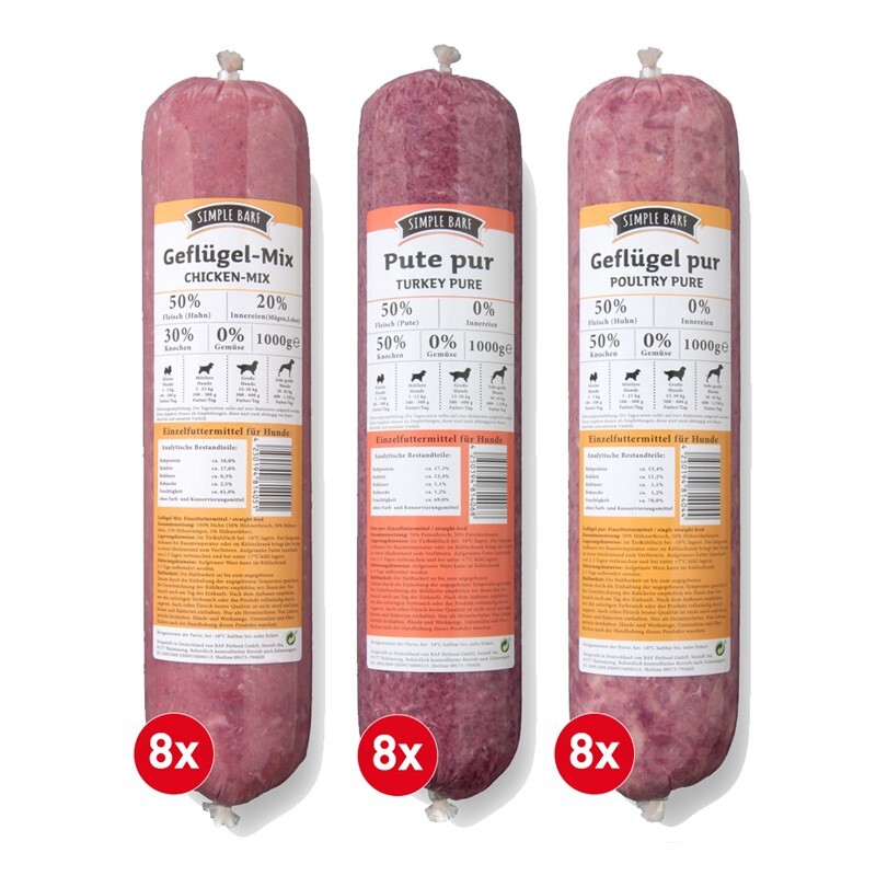Simple BARF BARF/ Frostfutter Simple BARF Geflügel Paket 24x1000g