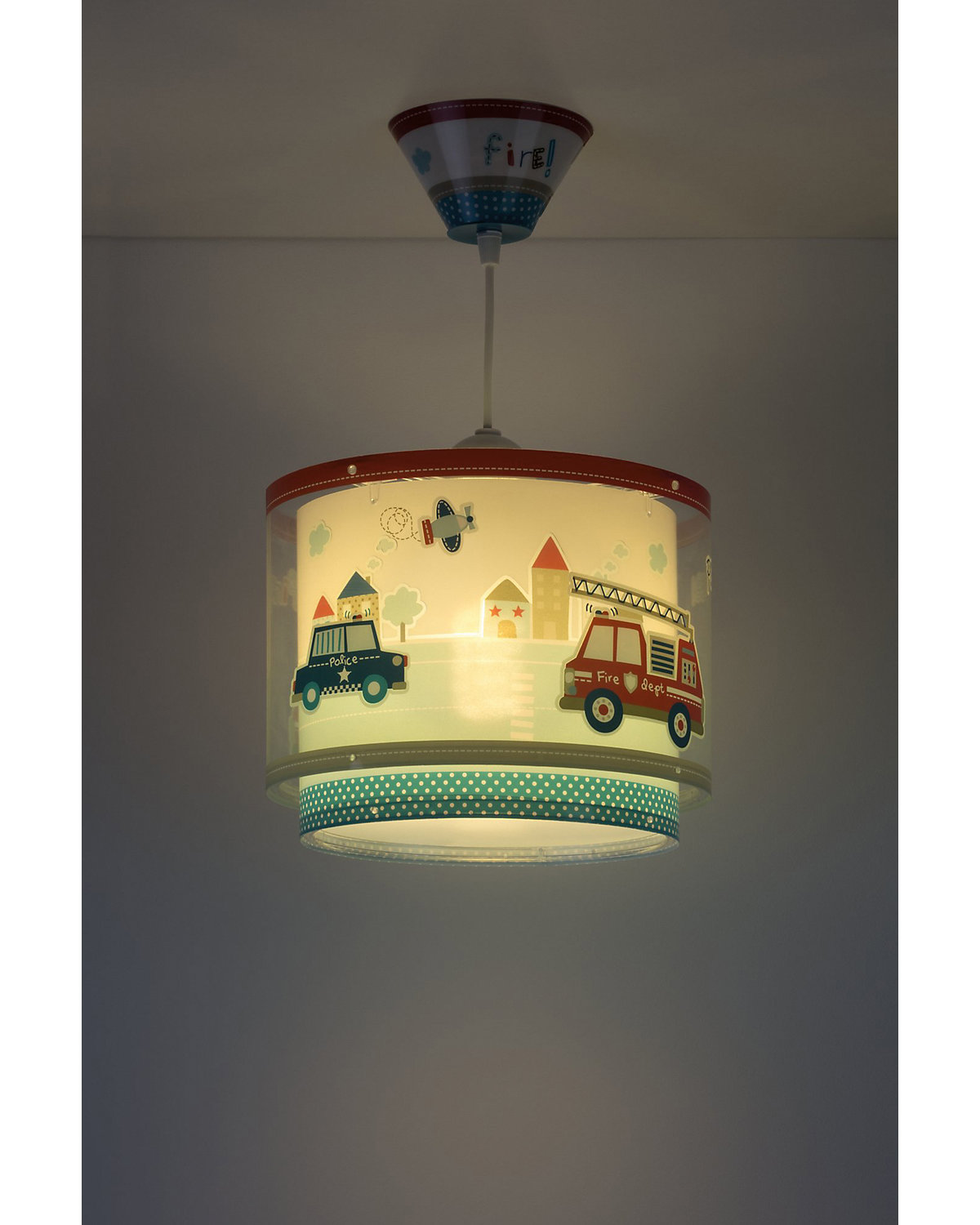 Hängelampe Polizei und Feuerwehr, blau